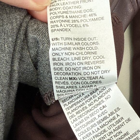 Chicos Ponte Faux Leather Tunic Top Chicos 1 Sz M Cherry Old Money Casual Work - Picture 9 of 11